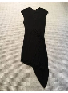 new HELMUT LANG Asymmetric Micro Modal Jersey Knit Dress $395 Black L Large - Picture 1 of 11