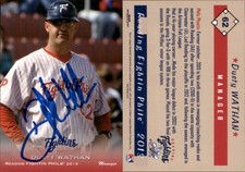 Dusty Wathan Signed 2013 Grandstand Reading Fightin Phils #NNO Card Auto AU