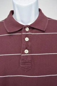 WRANGLER JEANS CO Short Sleeve 3-Button Polo Shirt Maroon Striped Men's S - Picture 1 of 8