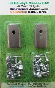 30x Klingen Messer Edel-Stahl 0,75mm + Schrauben Husqvarna Automower 305 308 - Bild 1 von 1