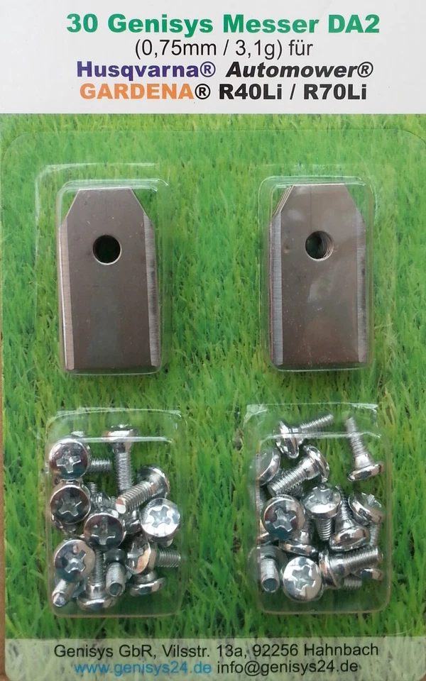 30x Klingen Messer Edel-Stahl 0,75mm + Schrauben für Husqvarna Automower 315 320 - Bild 1 von 1