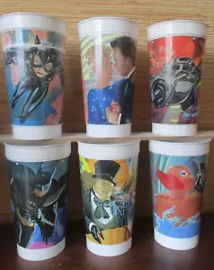 BATMAN LOT DE 6 GOBELET DE 1 Qt PLASTIQUE VERRE MC DONALD COCA COLA 1992 - Imagen 1 de 5