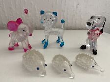 Vintage lot Of 6 Acrylic Lucite Plastic Animal Figurines Made in HONG KONG
