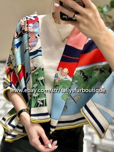 Sallys 70% Cashmere 30% Silk Wrap Scarf Horse Plane Print Square Large Shawl 53" - Picture 1 of 48