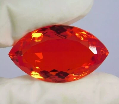 Natural Certified 92.98 Ct Marquise Cut Orange Mexican Fire Opal Loose Gemstone - Image 1 of 4