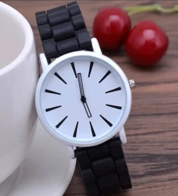 ✅ Relógio de pulso unissex preto casual gel silicone feminino feminino infantil esporte presente Reino Unido - Imagem 1 de 4