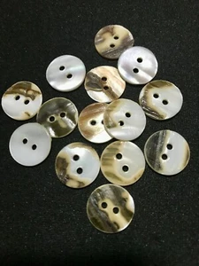 Sea Shell Iridescent 2 holes Buttons with shell bark on the back 40 pieces  - Picture 1 of 4