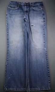 Men's Anchor Blue Jeans Boot Cut Medium Wash Distressed Size 34x30 (Msr 34x29) - Picture 1 of 11