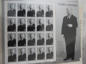 Five Full Sheets of of "Legends of Hollywood" USA Stamps Cagney Bogart Hitchcock - Picture 1 of 3