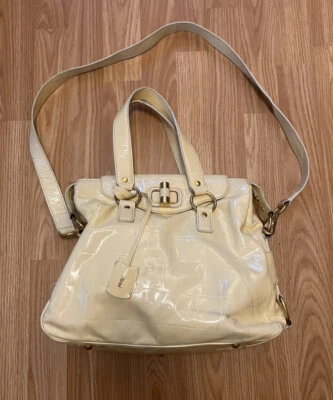 Bolso de hombro Saint Laurent YSL Rive Gauche amarillo mantequilla crema charol Foto 1 de 4