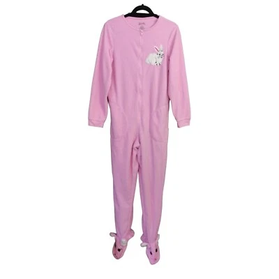 Nick & Nora Women's Small Pink Bunny Rabbit Footed One Piece Pajamas PJs - Image 1 of 4