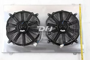 Aluminum Radiator Shroud&12"Fan For Chevy Pickup Truck Custom -17"H x 28 1/4"W - Foto 1 di 12