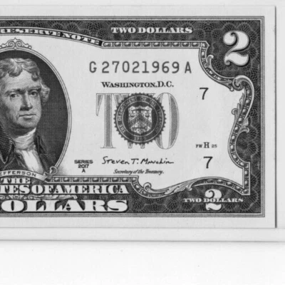 $2 UNCIRCULATED BIRTHDAY NOTE "27021969"; FEBRUARY 27, 1969 - Image 1 of 3