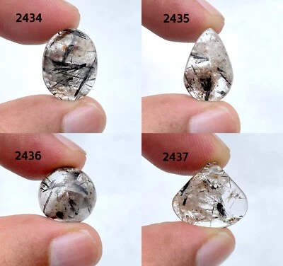 Natural Black Rutilated Quartz Smooth Cabochon, Wholesale  Loose Gemstone - Image 1 of 4