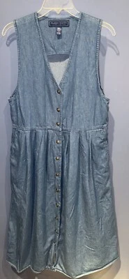 Женщин маленький без рукавов джинсовое платье, полная кнопка, карманы, Карен Скотт хлопок  - Изображение 1 из 4