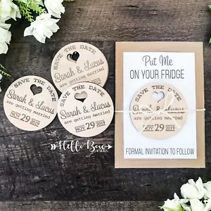 Save the Date Wooden Event Party Wedding Invitation Magnet - Picture 1 of 1
