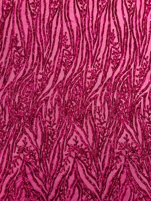 Vine/Root Sequin 4 Way Stretch Mesh Fabric, by The Yard. - Image 1 of 3