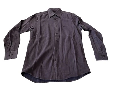 Camisa de vestir Versace para hombre mediana M púrpura a rayas manga larga con botones Foto 1 de 4