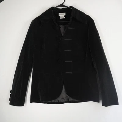 Chaqueta Blazer Academia Oscura Con Botones Terciopelo Negro Algodón Newport News De Colección 12 Foto 1 de 4