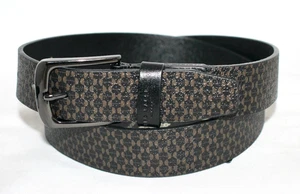 TED BAKER Cinturón de Cuero Estampado Conaby Hombre Talla 34 Negro Marrón Geométrico 270595 - Imagen 1 de 5