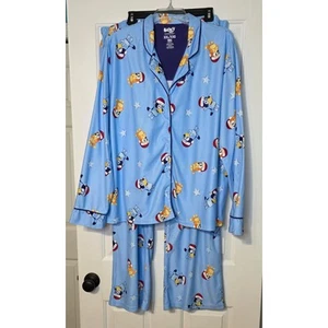 Kurz angegeben Bluey Damen Schlafanzug Weihnachten blau Fleece XXL Bandit Nikolausmützen - Bild 1 von 3