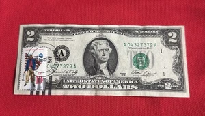 1976 $2 stamped ERROR Serie And Logo Shifted VF - Picture 1 of 3