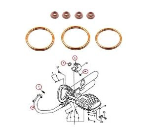 Yamaha XV 535 Virago 1988-2003 Auspuff Krümmer Dichtung Muttern Satz - Bild 1 von 2