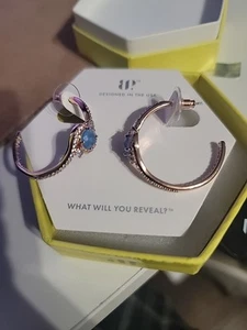 Bomb Party OG Earring “Working on Charm” RBP 9082 LC Ocean Blue Quartz Rose Gold - Picture 1 of 2