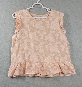 LC Lauren Conrad Peach Applique Floral Cap Sleeve Ruffled Top Women's Plus XXL - Picture 1 of 12