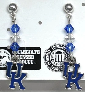 Orecchini traforati University of Kentucky UK Wildcats logo con 6 cristalli NUOVI - Foto 1 di 3