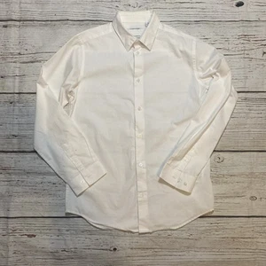 Calvin Klein Youth White  Slim Fit + Stretch Button-Up Shirt Size 16 - Picture 1 of 8