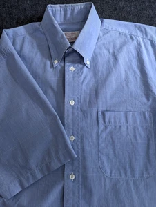 VTG Gitman Bros Shirt S/S Button Down Mens Size M Blue Patchwork Stripes Gingham - Picture 1 of 11