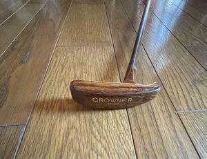 CROWNER Wooden Putter Hickory Carved Golf Club Used - Picture 1 of 6