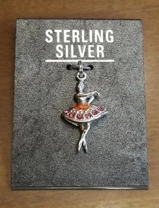 925 Sterling Silber Tanzende Ballerina CHARM für Halskette / Armband Rosa Tutu - Bild 1 von 7