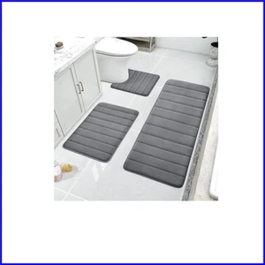 Ultimate Comfort: Juego de alfombras de baño de espuma viscoelástica lavables a máquina gris oscuro, 3 piezas - Imagen 1 de 11