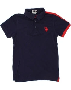 U.S. POLO ASSN. Boys Graphic Polo Shirt 9-10 Years Navy Blue Colourblock CE07 - Picture 1 of 3