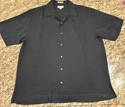 Cutter & Buck Black Silk Button-Up Polo Shirt Men’s Large Untucked - Image 1 of 4