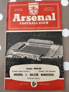 Arsenal FC Program 1959-60 Arsenal V Bolton Wanderers - Picture 1 of 2