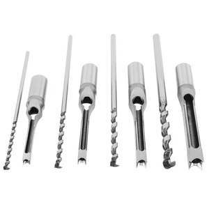 4Pcs Square Hole Drill Bits 1/4" 5/16" 3/8" 1/2" Mortise Wood Chisel Drill Bits - Picture 1 of 8