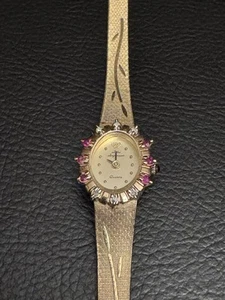 VTG Jules Jurgensen Gold Tone Genuine Diamonds Ladies Watch - Picture 1 of 10