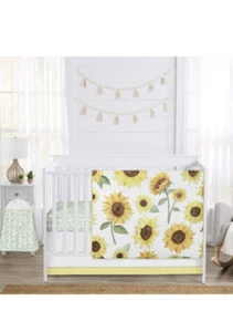 Sweet Jojo Designs Sunflower 4 Piece Baby Girl Nursery Crib Bedding Set - Picture 1 of 2