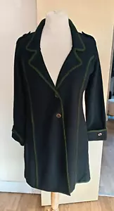 Per Una Wool Mix Coatigan Black Khaki Trim Size 12/14 Ladies Womens - Picture 1 of 10