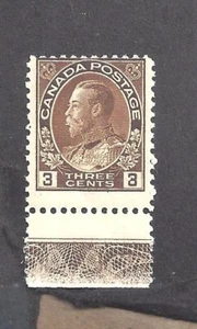 Canada # 108 MINT NH LATHEWORK 3c BROWN ADMIRAL TYPE B BS28768 - Foto 1 di 2