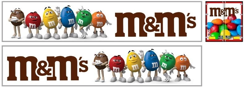 Nuova Grafica adesiva "M&M's"  trasparente x semirimorchi Herpa 1/87. - Immagine 1 di 1
