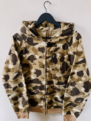 A BATHING APE (BAPE) Vintage Y2K Bape A Bathing Ape Double Zipper Camo Full zip Hoodie Brown Beige