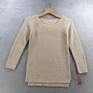 Merona Shaker Tunic Sweater Womens M Beige Knit Long Sleeve Pullover V-Neck NEW - Picture 1 of 15