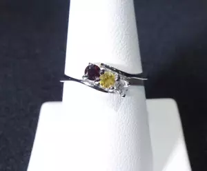 0.39ct Natural Garnet,Citrine,White Topaz Sterling Silver Ring- AU (Q) US (8) - Picture 1 of 14