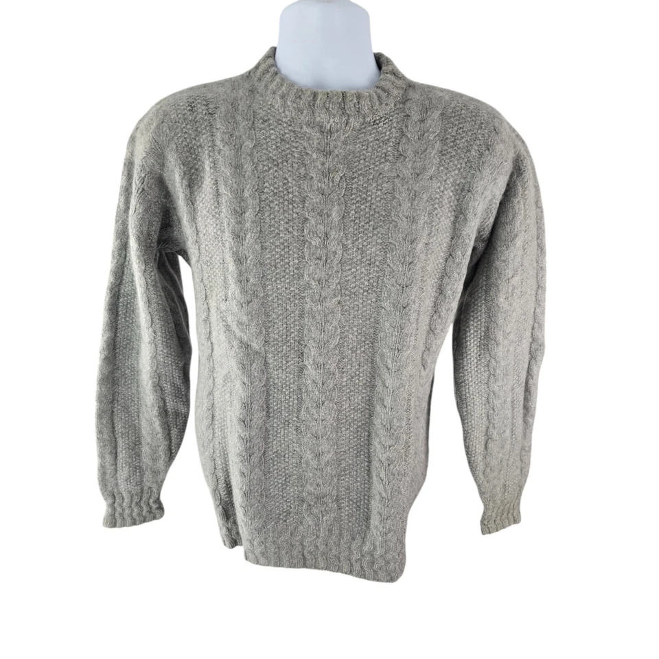 Suéter Neiman Marcus 100 % cachemir grueso tejido a mano tejido con cable M/L Foto 1 de 4