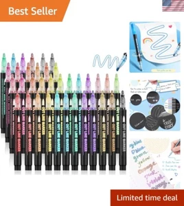 Versatile 36-Piece Metallic Double Line Markers for Art on Multiple Surfaces - Picture 1 of 9