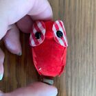Vtg Wolin Japan Red Velvet Owl Clip Ornament